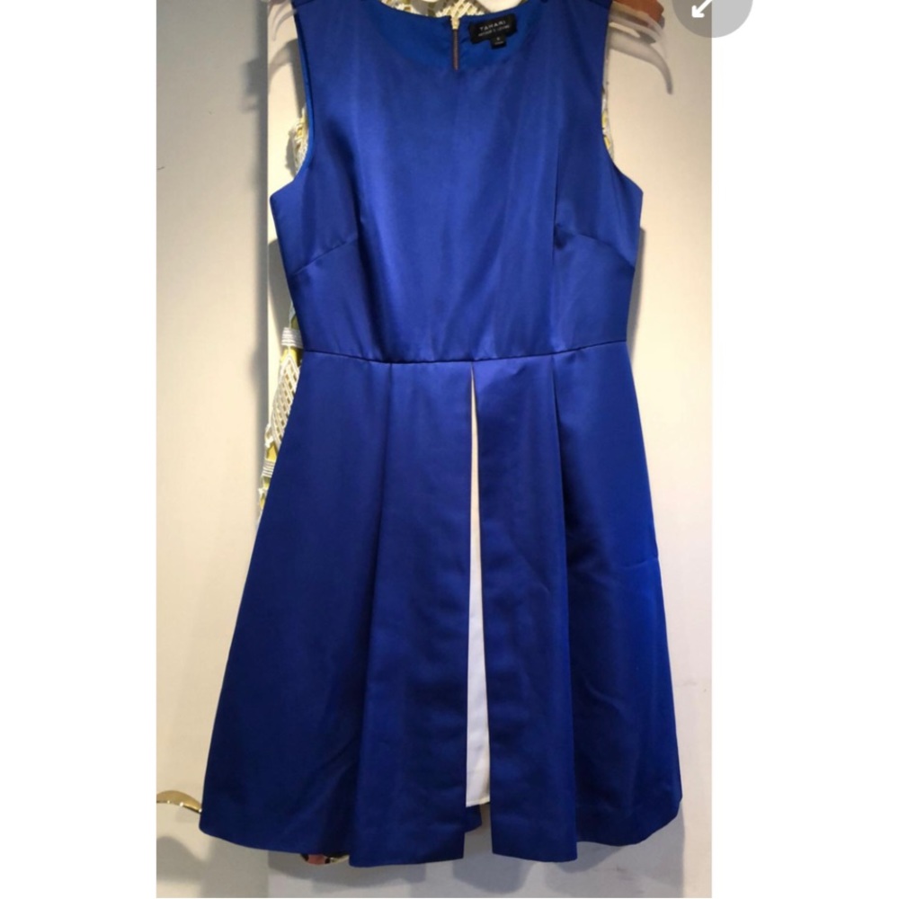 Womens Tahari Royal Blue Sleeveless Silk Dress With Slit, Size 2